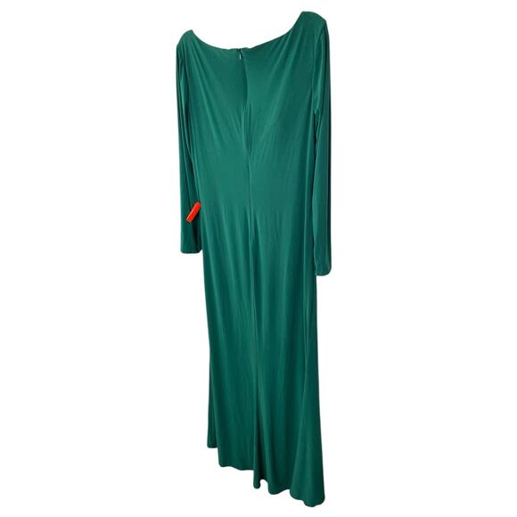 Ieena Mac Duggal 26573 Gown Long Sleeve Ruched Jersey V-Neck Emerald Size 12 - Picture 8 of 11